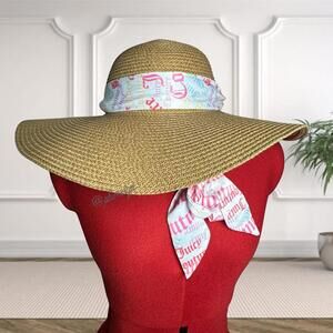 Juicy Couture Wide Brim Sun Hat with Scarf